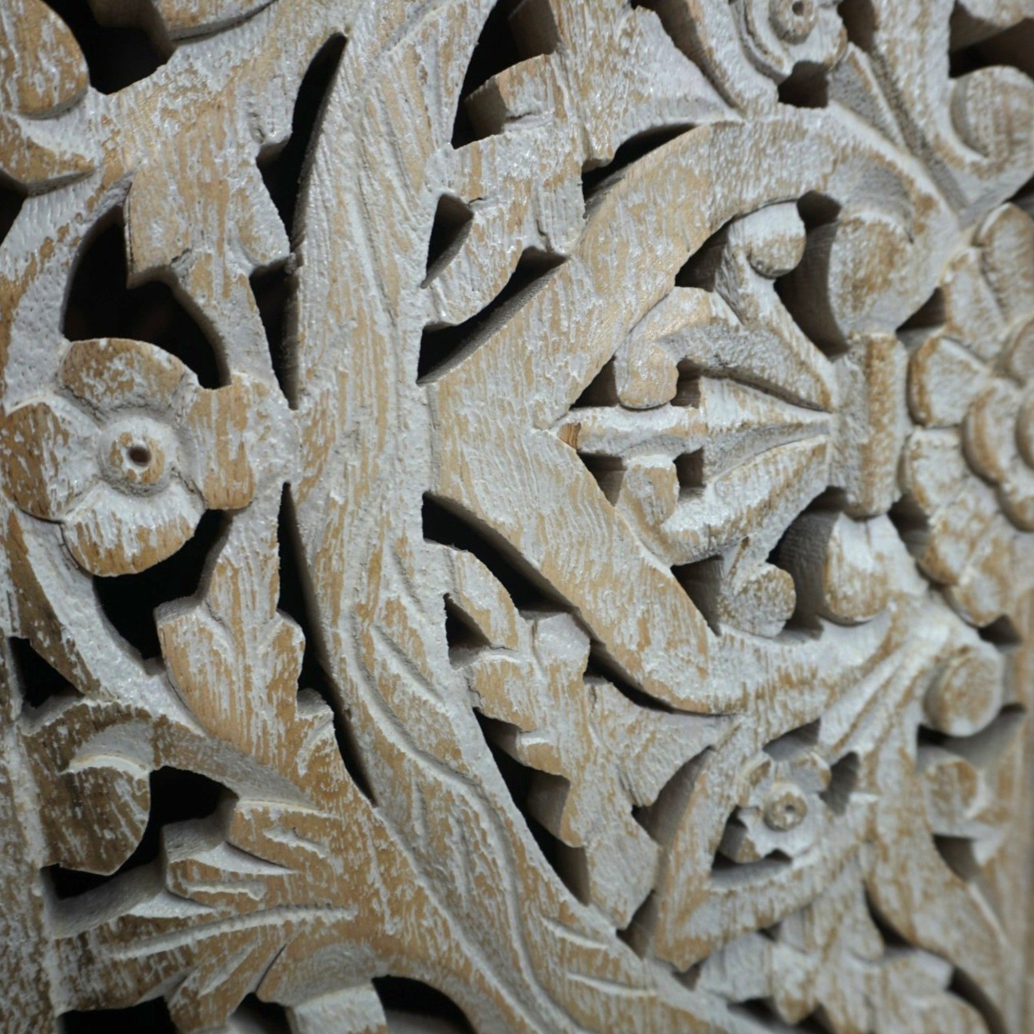 Handcrafted Mango Wood Bathroom Medicine Cabinet | Hand-Carved Cutout Doors