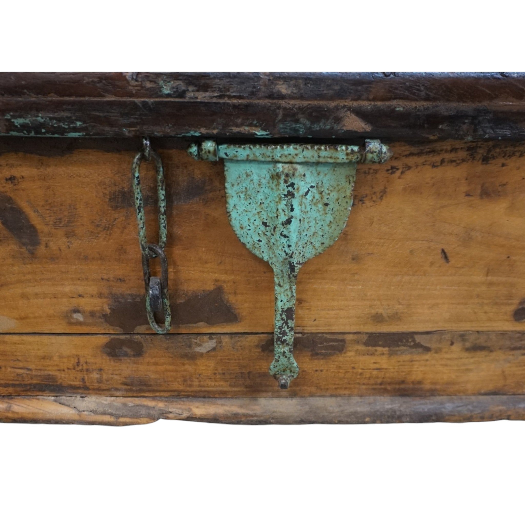 Handcrafted Large Reclaimed Wood Trunk Coffee Table | Storage & Wooden Wheels