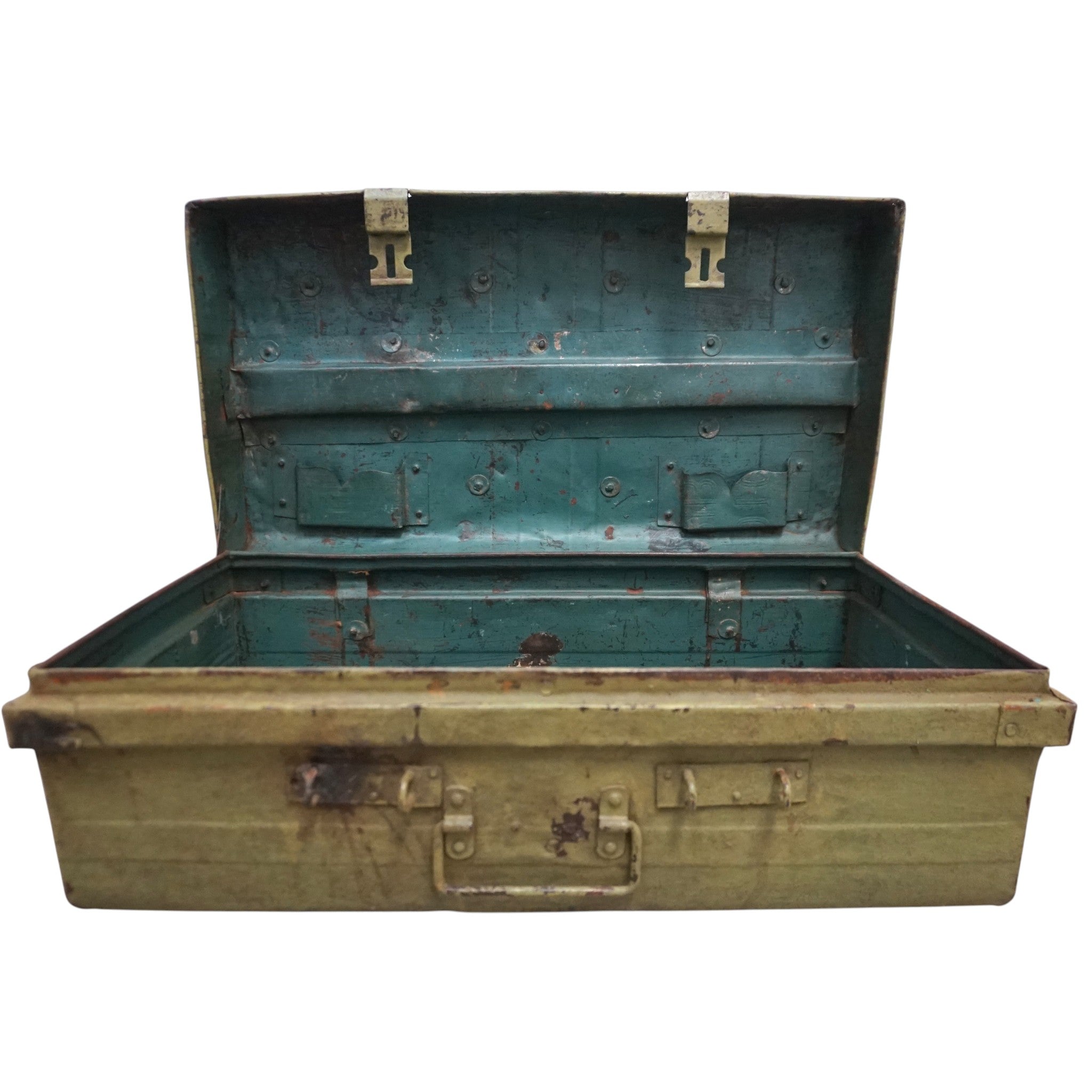 Vintage Metal Travel Trunk | Rustic Storage