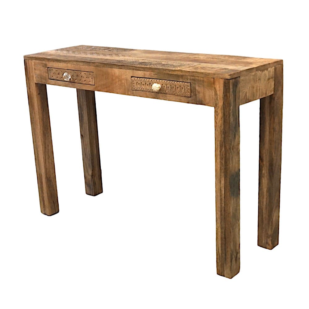 Console Table with Two Drawers Natural Wood image 3