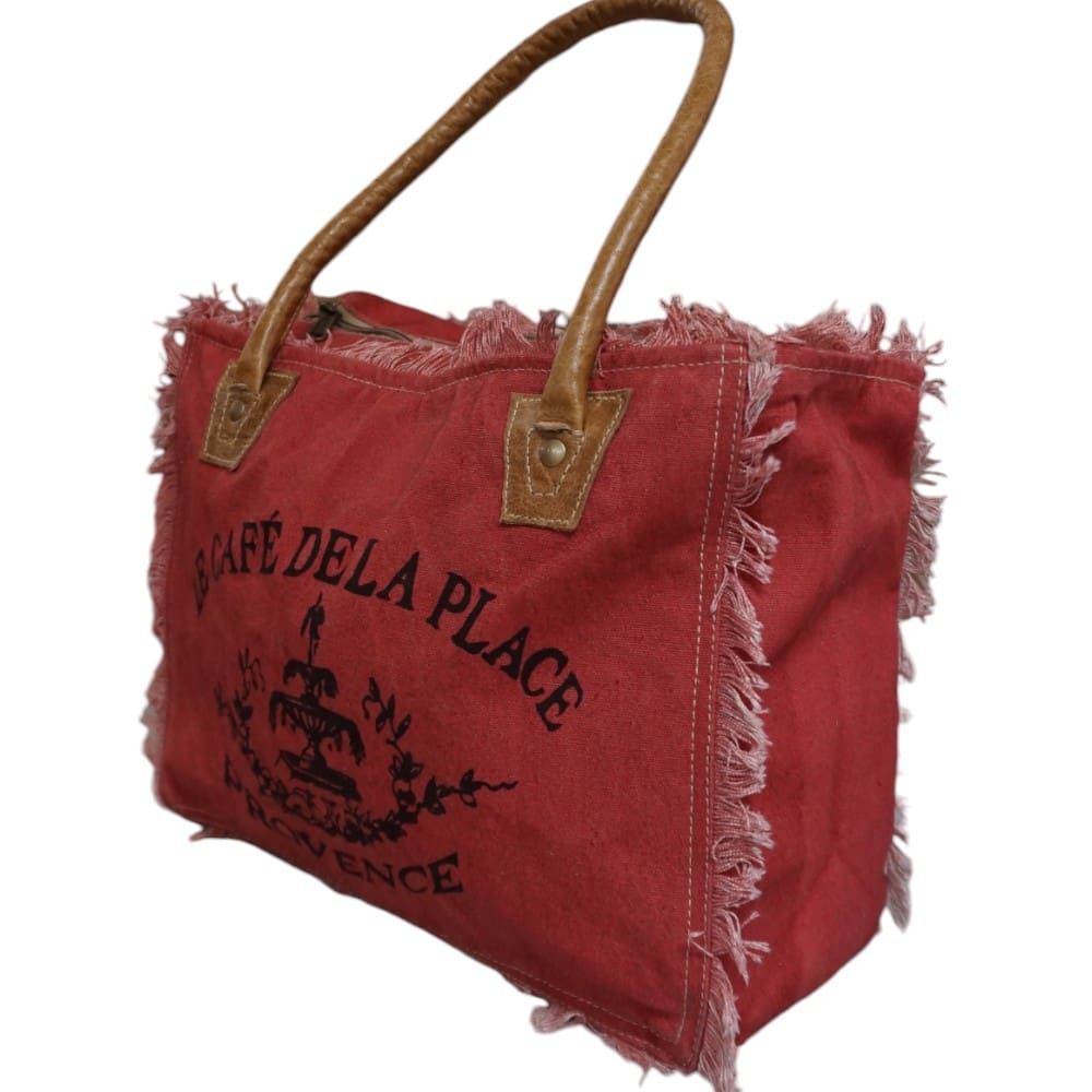 Cotton Canvas Red Tote Bag image 3