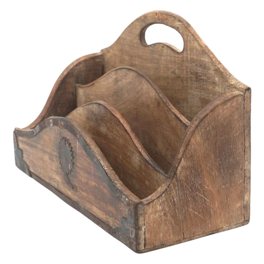 Vintage Wood Desk Tidy Letter Organizer image 4