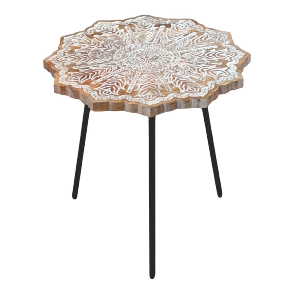 Unique Mango Wood Mandala Accent Table 3 Sizes image 4