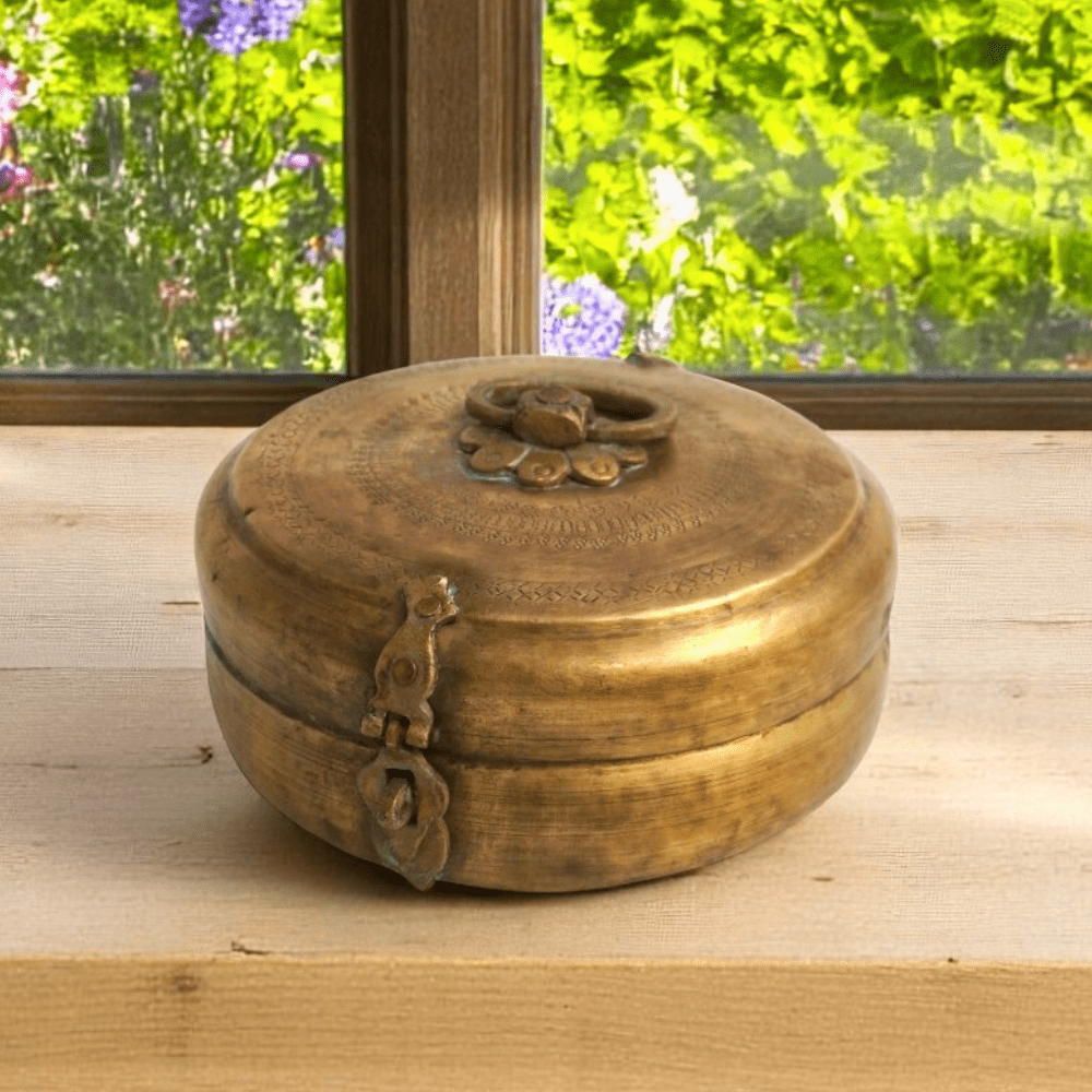 Vintage Brass Katordan Chapati Warmer Box image 19