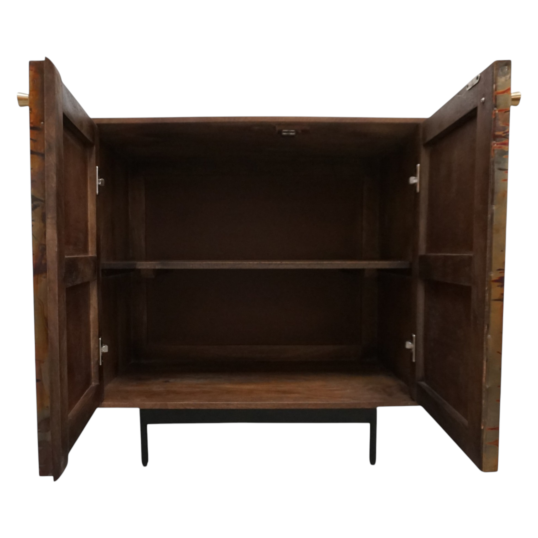 Handcrafted Mango Wood Cabinet | Patina Metal Doors – Modern Industrial Farmhouse Sideboard