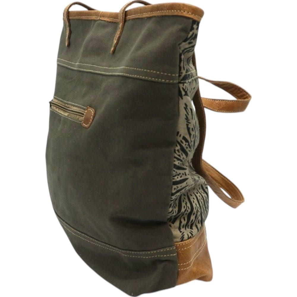 Cotton Canvas Mandala Purse with Leather Straps image 6