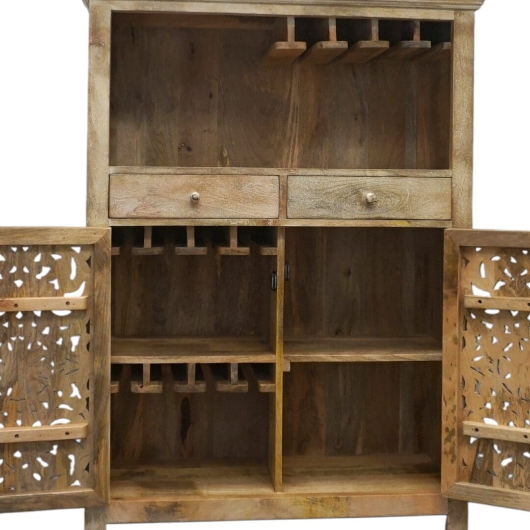 Hand-carved Mango Wood Bar Cabinet image 7