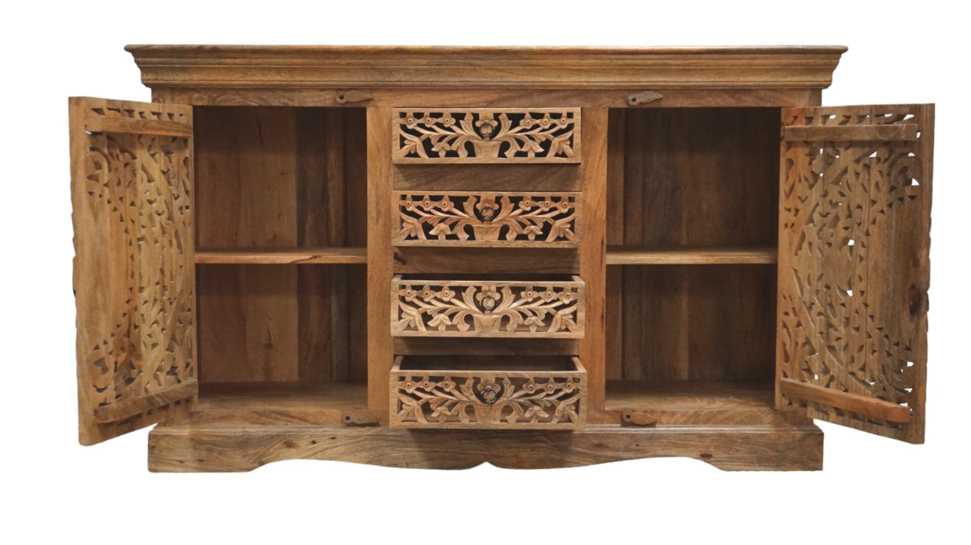 Stunning Natural Wood Sideboard with 2 Doors and 4 Drawers image 7