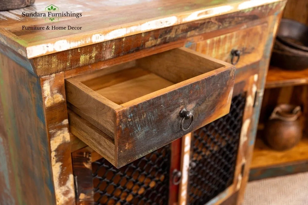 Reclaimed Wood Buffet Cabinet Rustic Beauty image 4