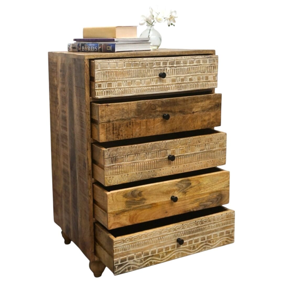 Rustic 5-Drawer Dresser Hand-carved image 4