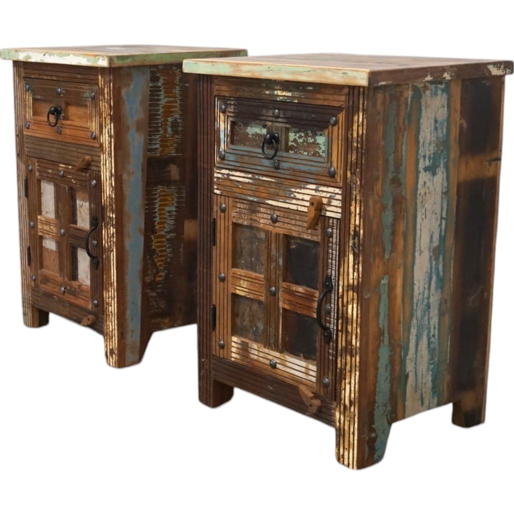 Pair of Rustic Reclaimed Wood Bedside Tables image 6