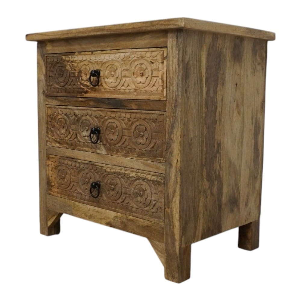 3-Drawer Side Table/Nightstand Hand-Carved image 7