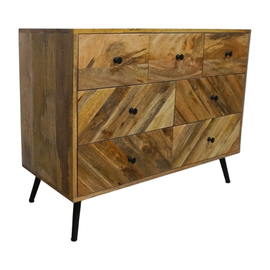 Natural Wood 7 Drawer Dresser with Metal Legs image 4