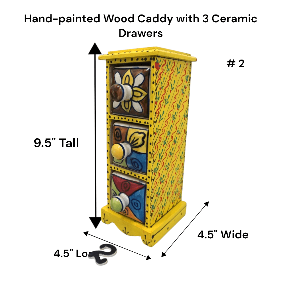 Hand-Painted Three Drawer Organizer Multicolor Ceramic image 6
