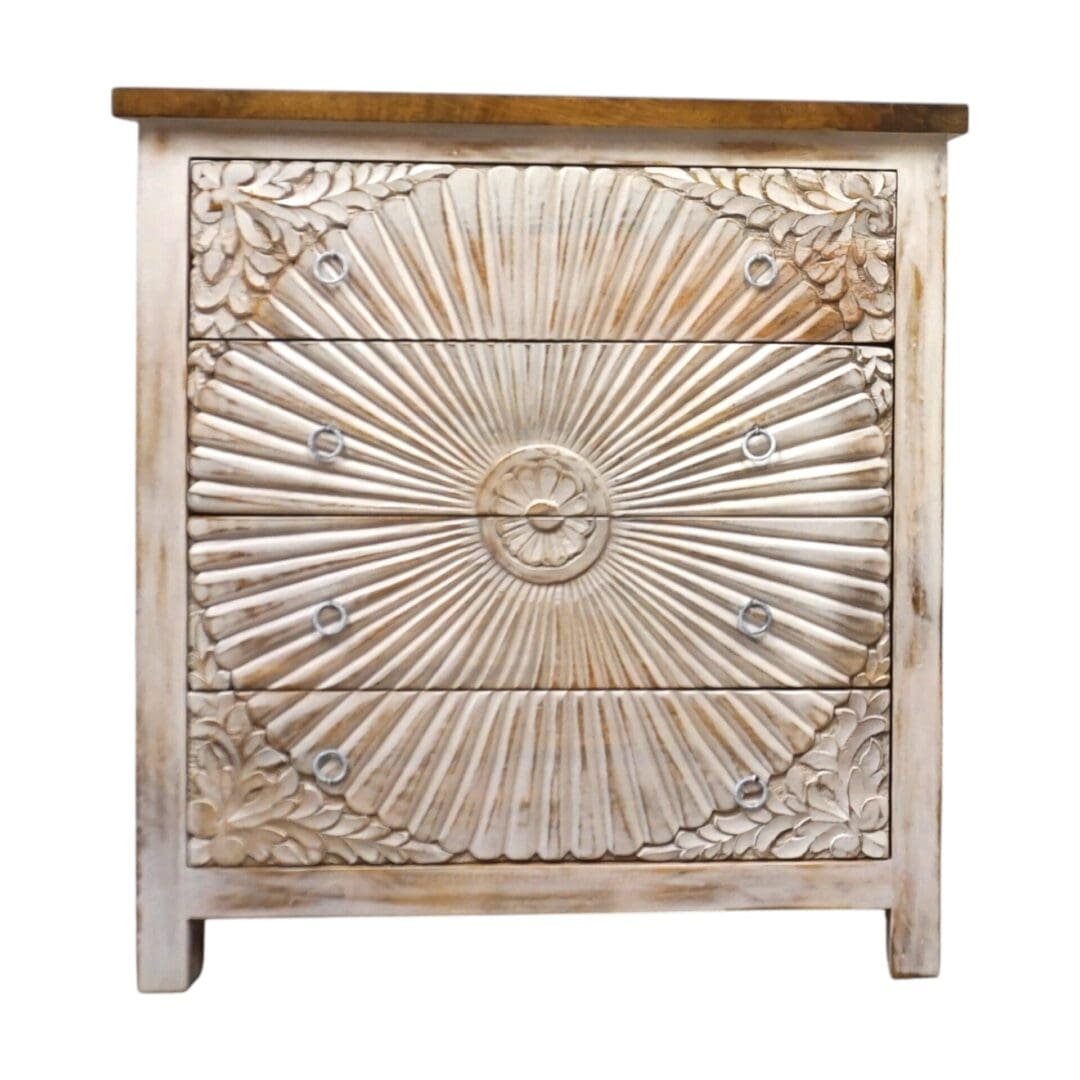 Hand-Carved Four Drawer Dresser image 1