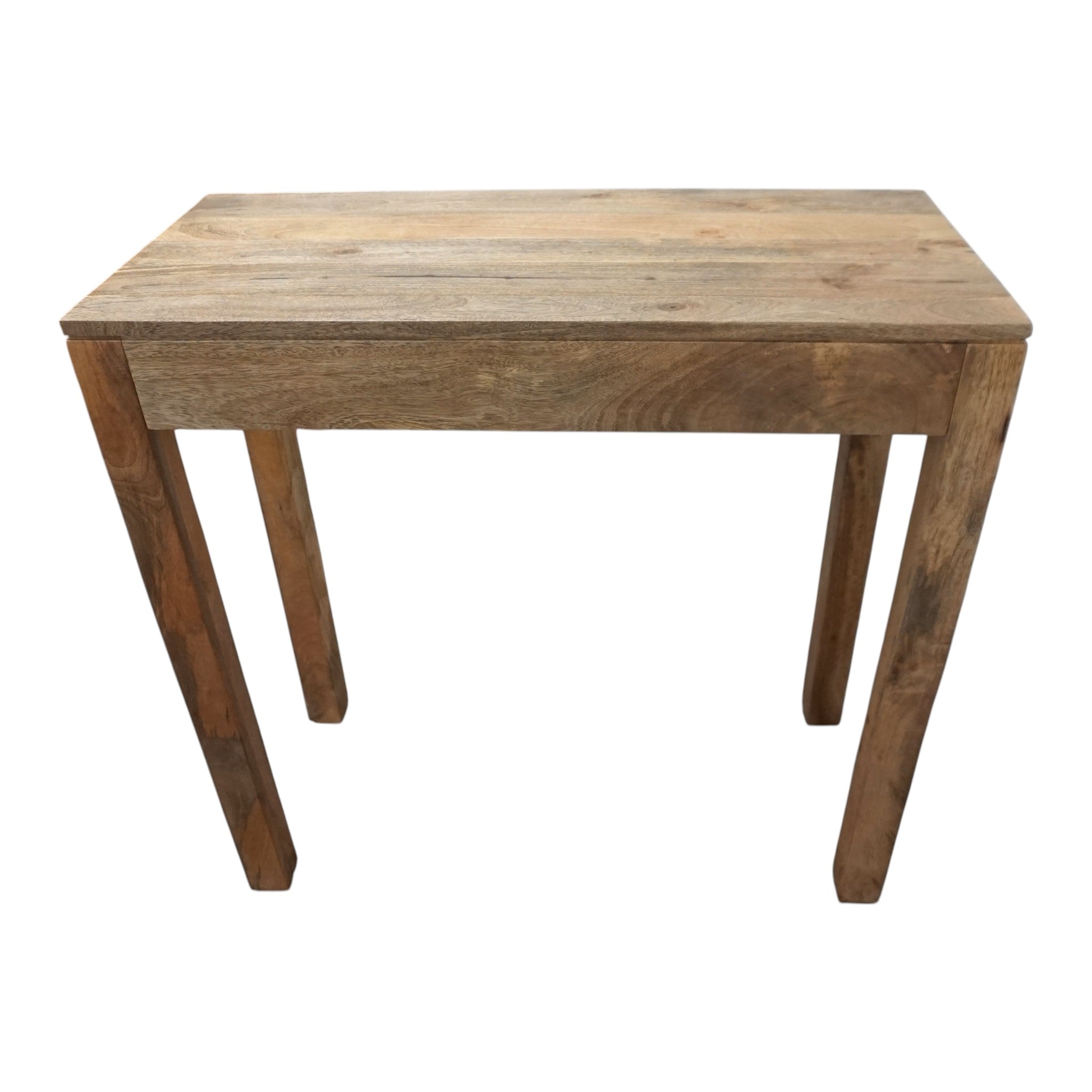 Solid Mango Wood Tall Console Table & Kitchen Island | Hidden Drawer & Natural Finish