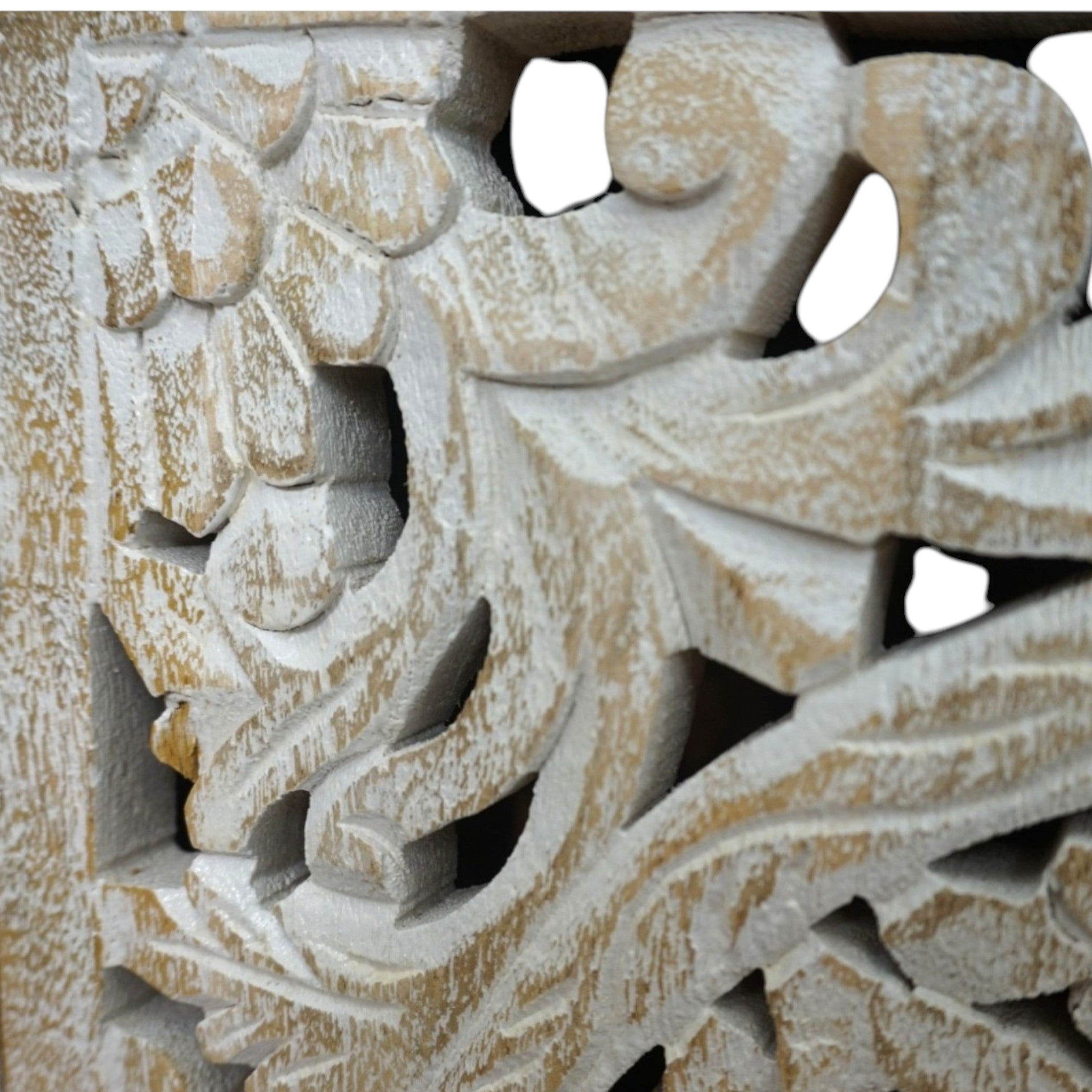 Handcrafted Mango Wood Bathroom Medicine Cabinet | Hand-Carved Cutout Doors