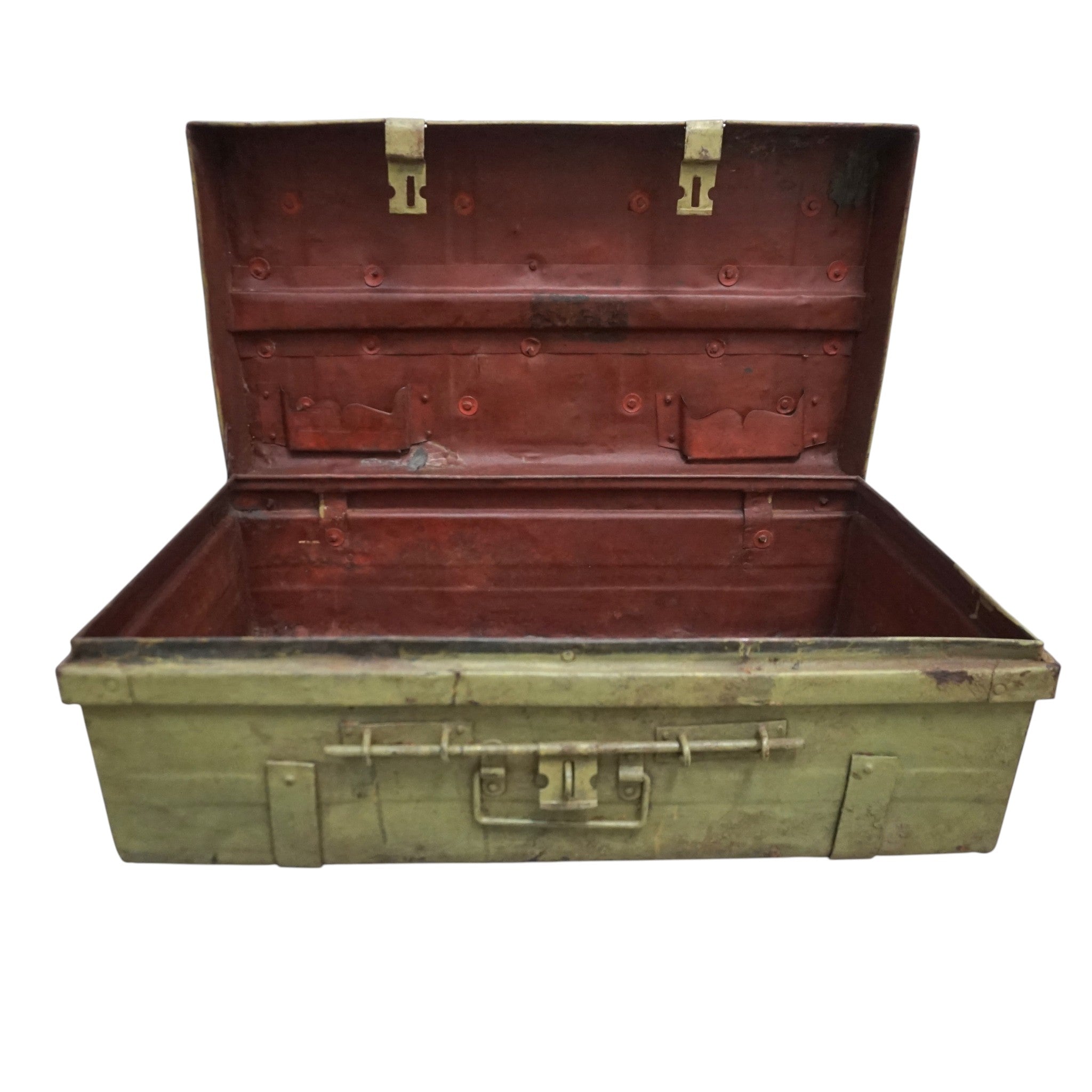 Vintage Metal Travel Trunk | Early 20th Century Indian Railway Case
