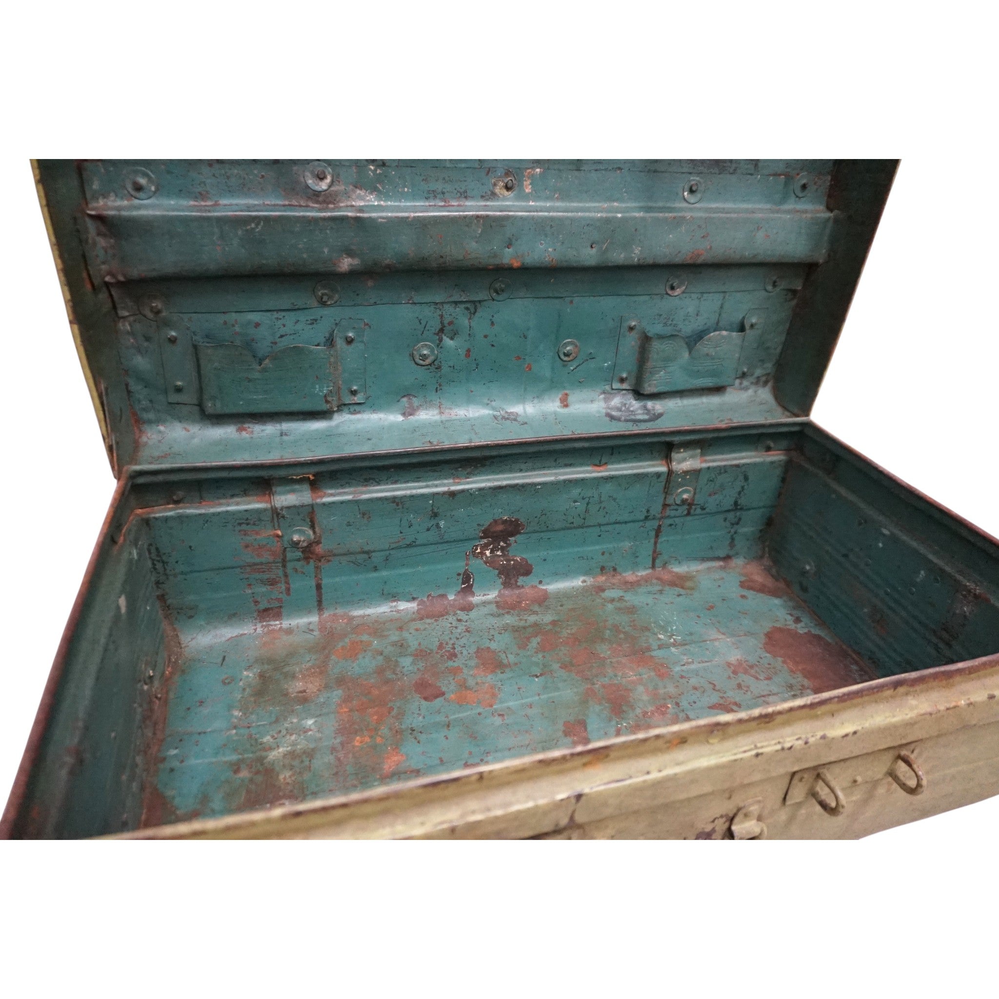Vintage Metal Travel Trunk | Rustic Storage