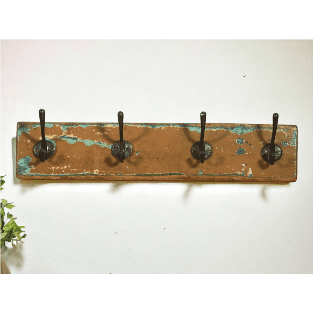 4-Hook Coat Rack Reclaimed Wood image 2
