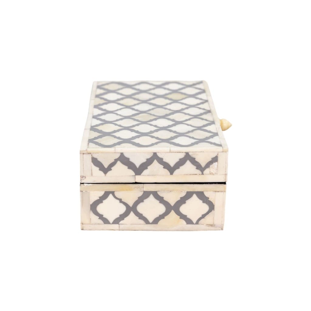 Rectangle Box Gray and White Bone Inlay Hand-crafted image 5