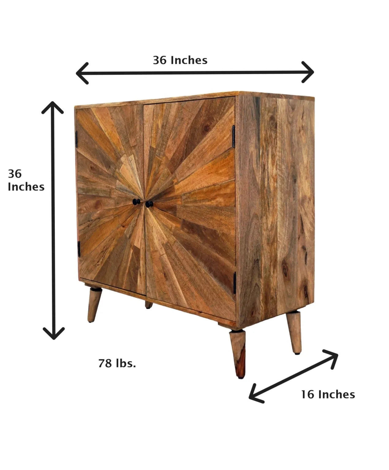 Solid Wood Cabinet Stunning Sunburst with 2 Doors image 8