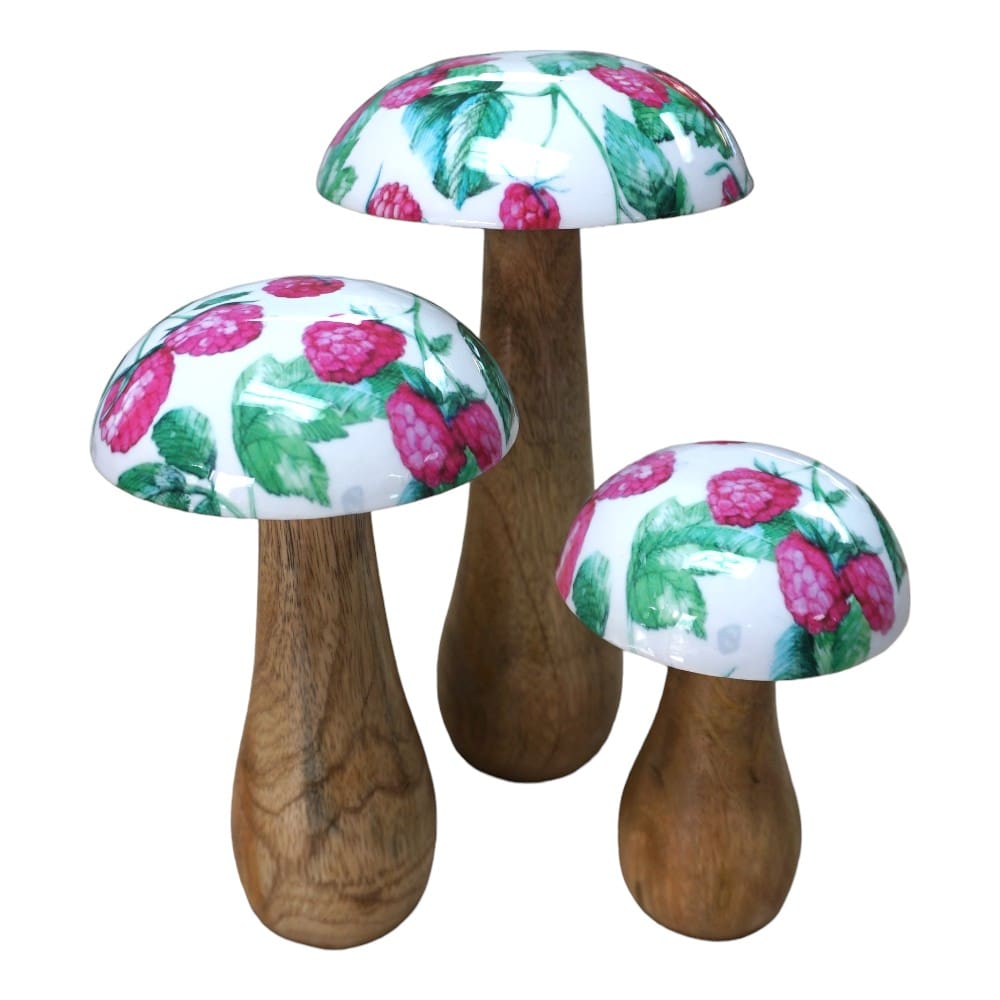 Hand-crafted Whimsical Wooden Mushrooms Set of 3 Berry image 5