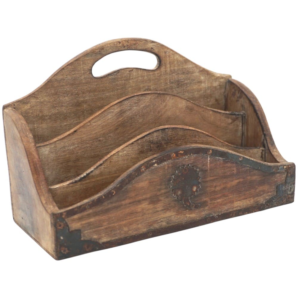 Vintage Wood Desk Tidy Letter Organizer image 8
