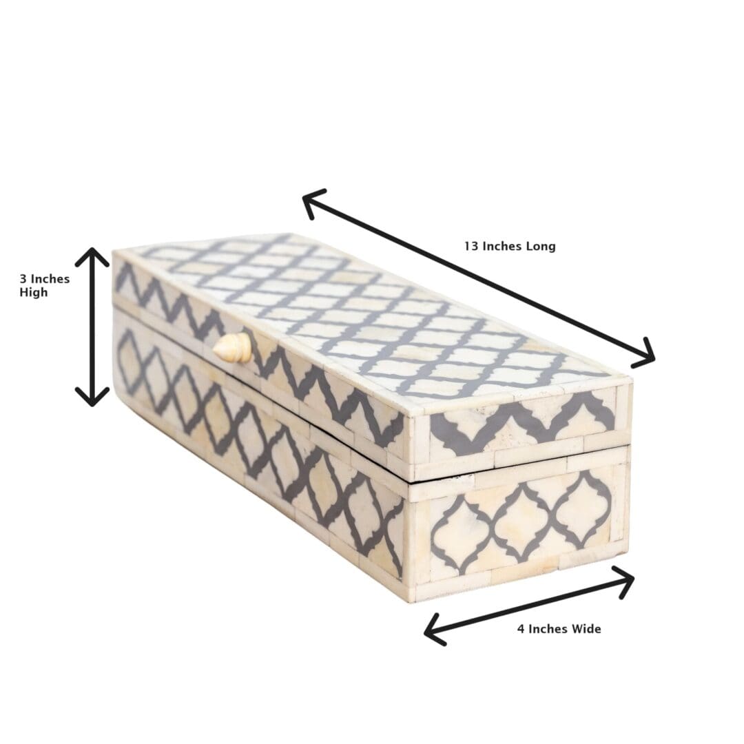Long Rectangle Box Gray and White Inlay image 1