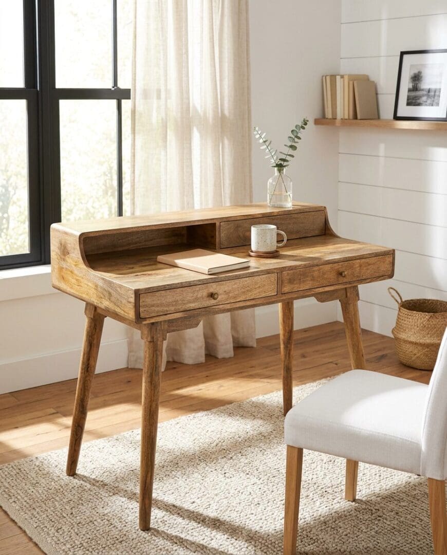 Rustic Hand-crafted Solid Wood Desk or Bedroom Vanity image 13