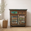 Hand-Crafted Reclaimed Wood Buffet Cabinet | Louvre Doors, 2 Drawers & Rustic Charm