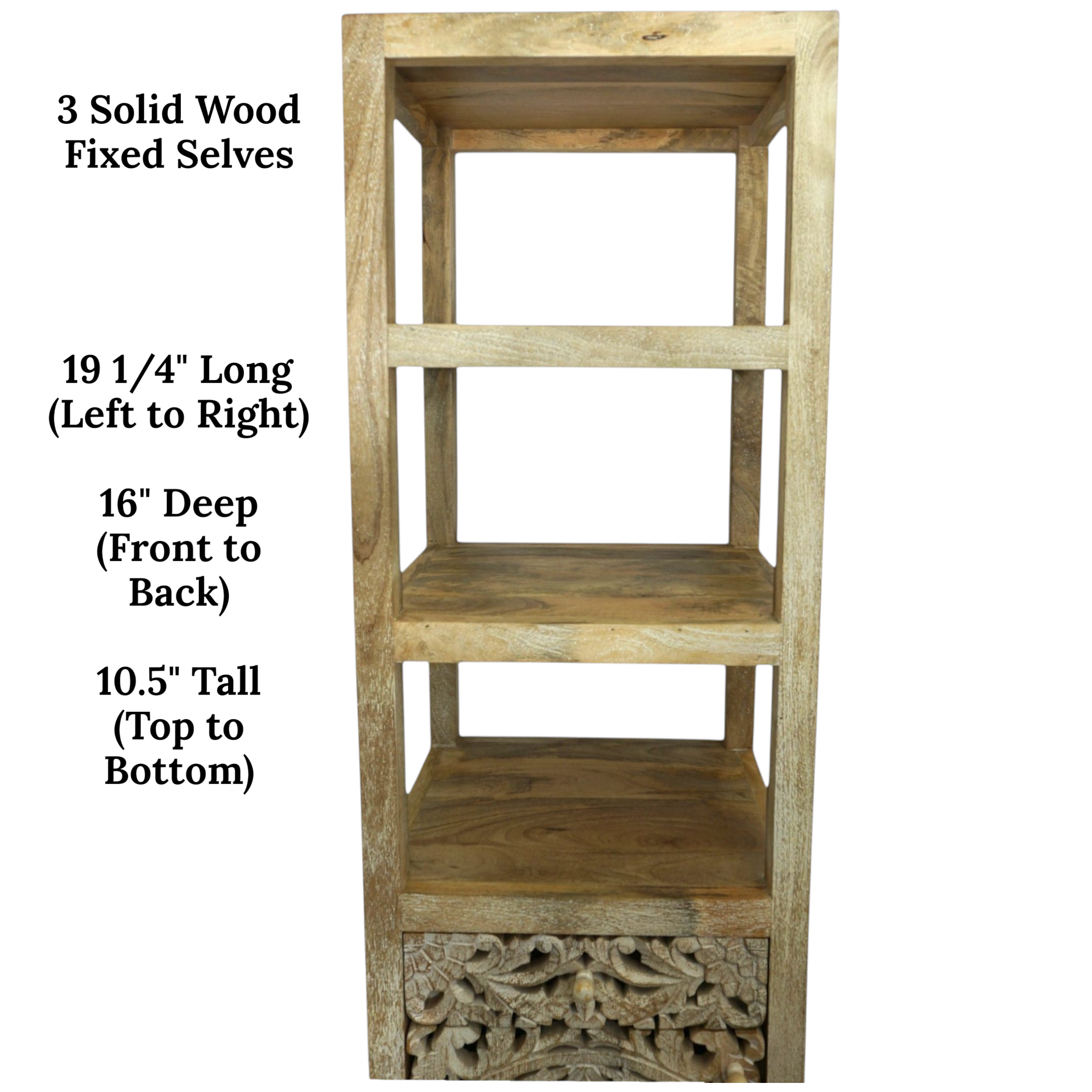 Handcrafted Mango Wood Linen Tower Cabinet | Hand-Carved Cutout Doors