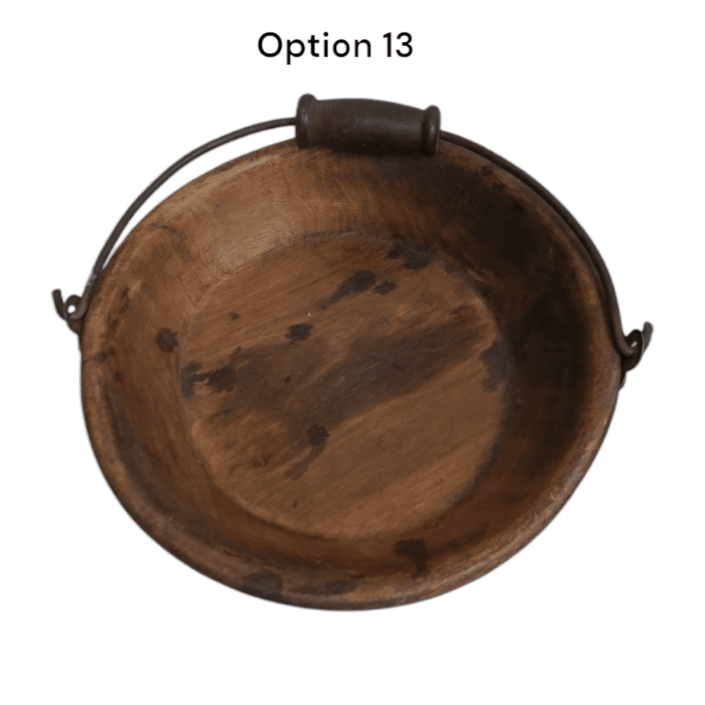 Vintage Wooden Bowls with a Handle Set of 2 image 2