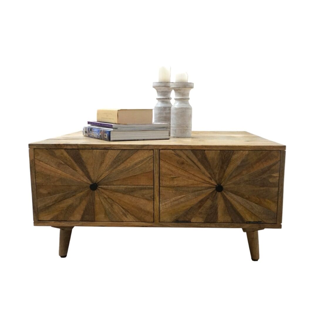 Sunburst Coffee Table with Hidden Storage image 1