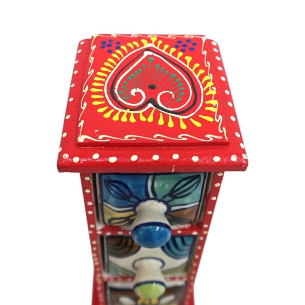 Hand-Painted Three Drawer Organizer Multicolor Ceramic image 3
