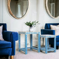 Bone Inlay Nesting Tables Set of 2 in Blue and White image 0