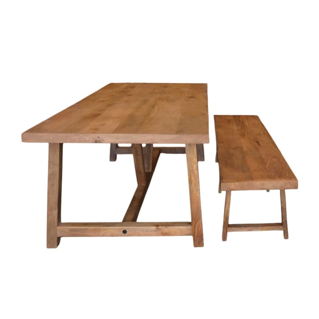 Rustic Dining Table Bench Natural Wood image 6