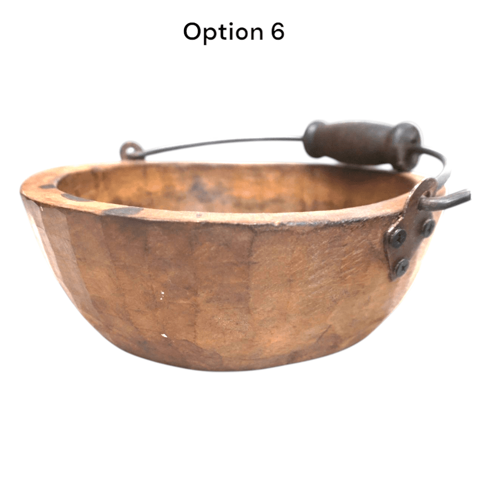 Vintage Wooden Bowls with a Handle Set of 2 image 7