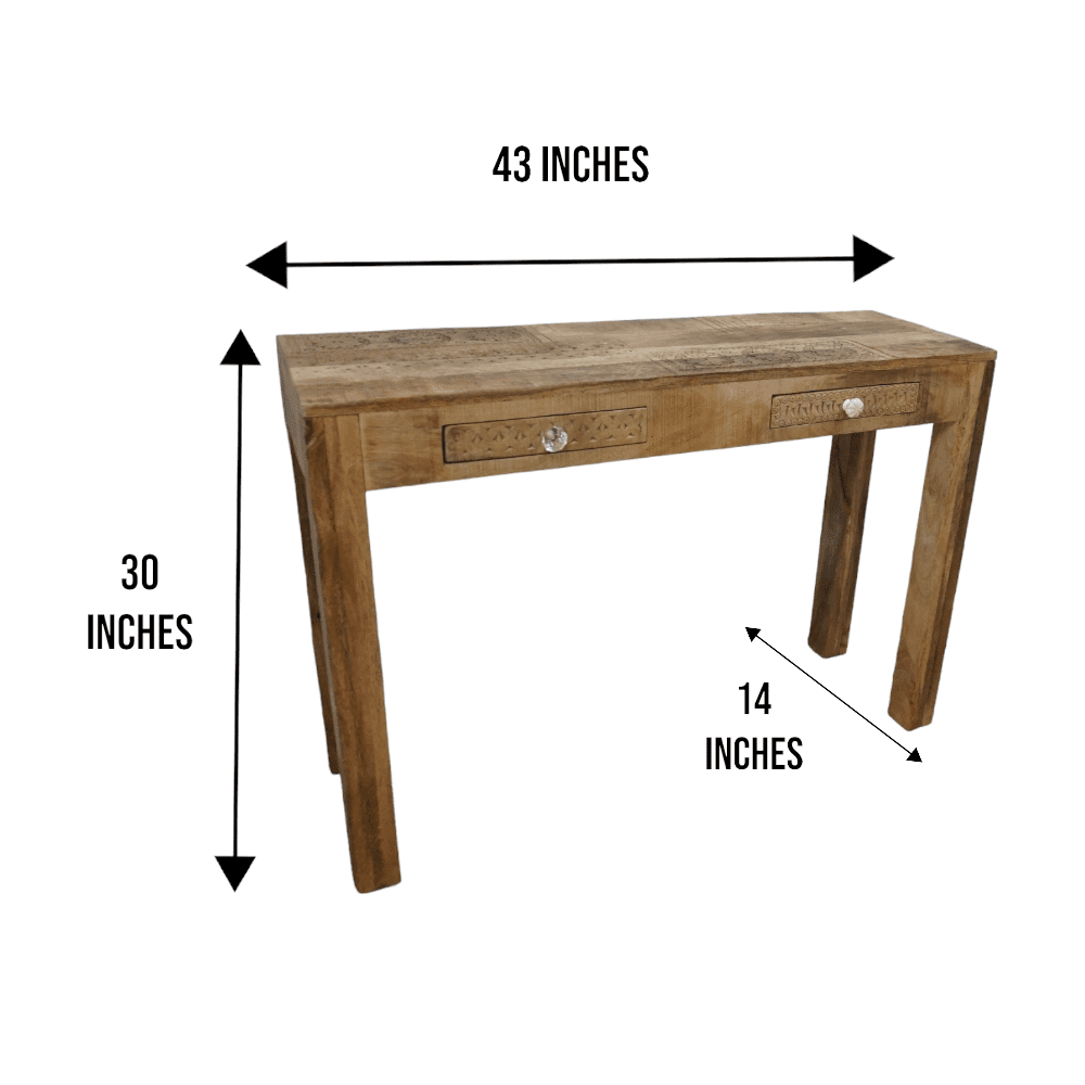 Console Table with Two Drawers Natural Wood image 8