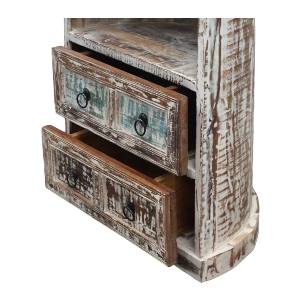Whitewashed Boat Bookcase with Drawers Hand-crafted image 12