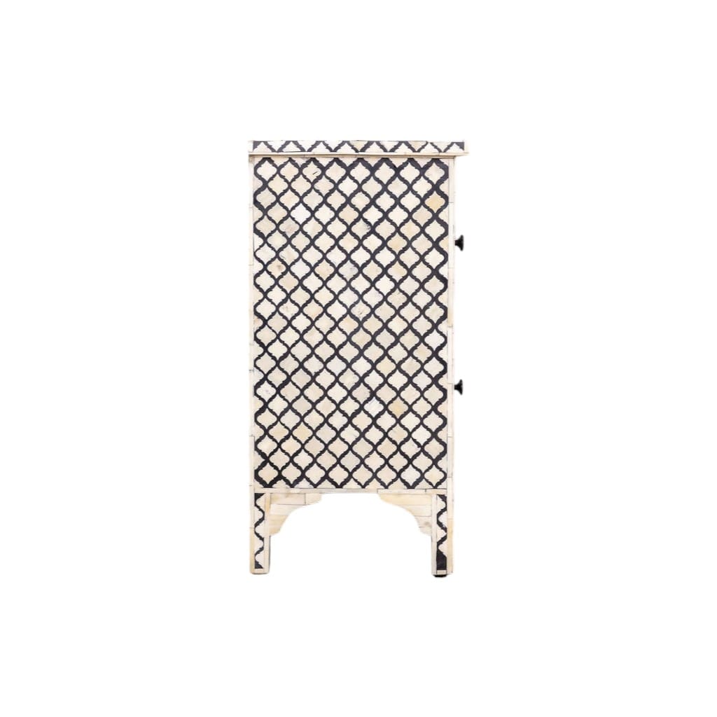 Black and White Nightstand Hand-Crafted Bone Inlay image 3