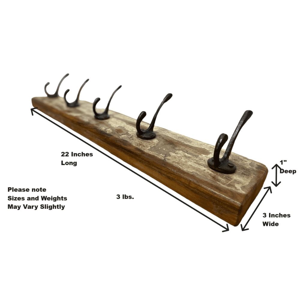5-Hook Coat Rack Reclaimed Wood image 8