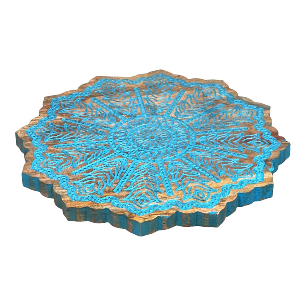Mango Wood Blue Mandala Accent Table 3 Sizes image 4