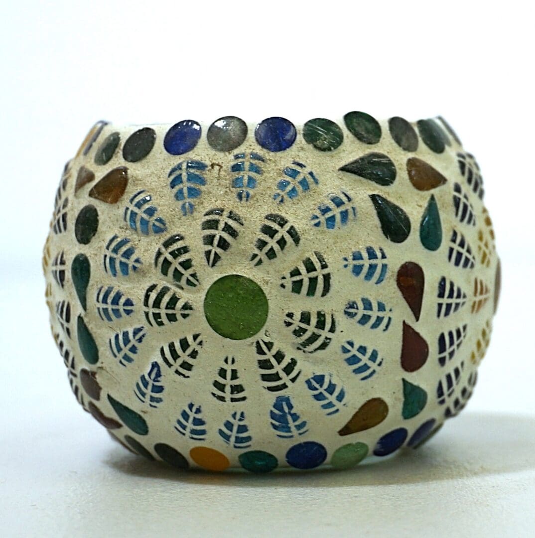 2.5 Inch Multicolor Round Mosaic Glass Candle Holder Set of 3 image 4