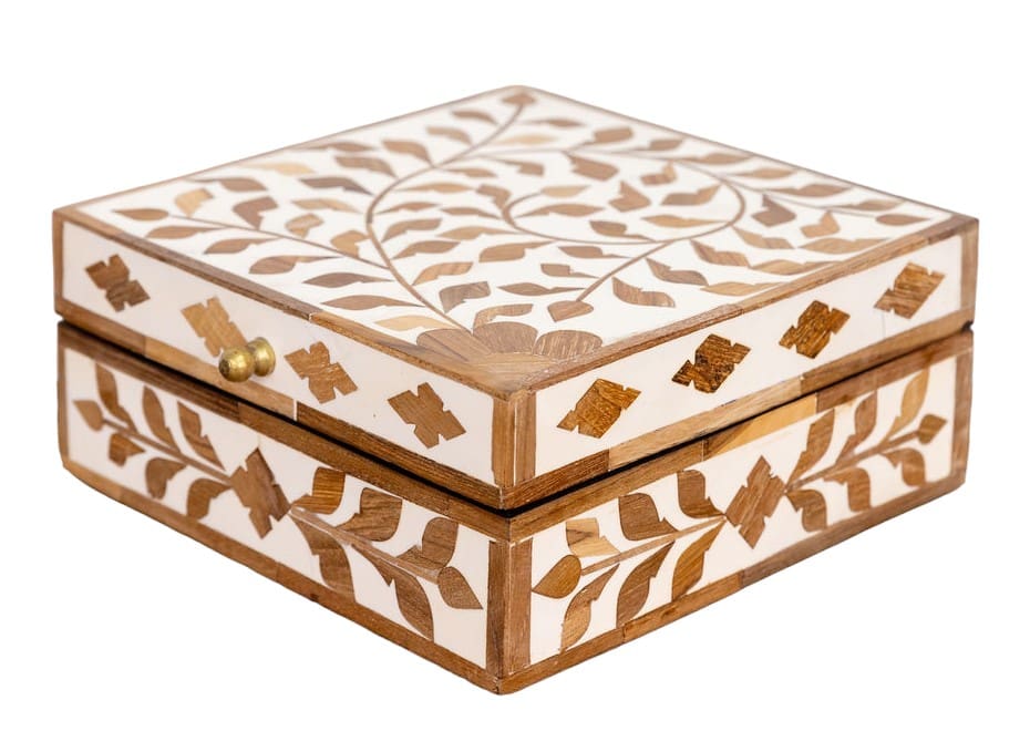 Teak Inlay Square Box Beautiful Accent Box image 5
