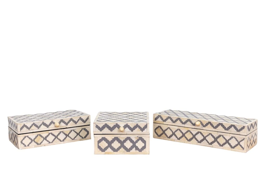 Square Inlay Box Timeless Gray and White Bone Inlay image 10
