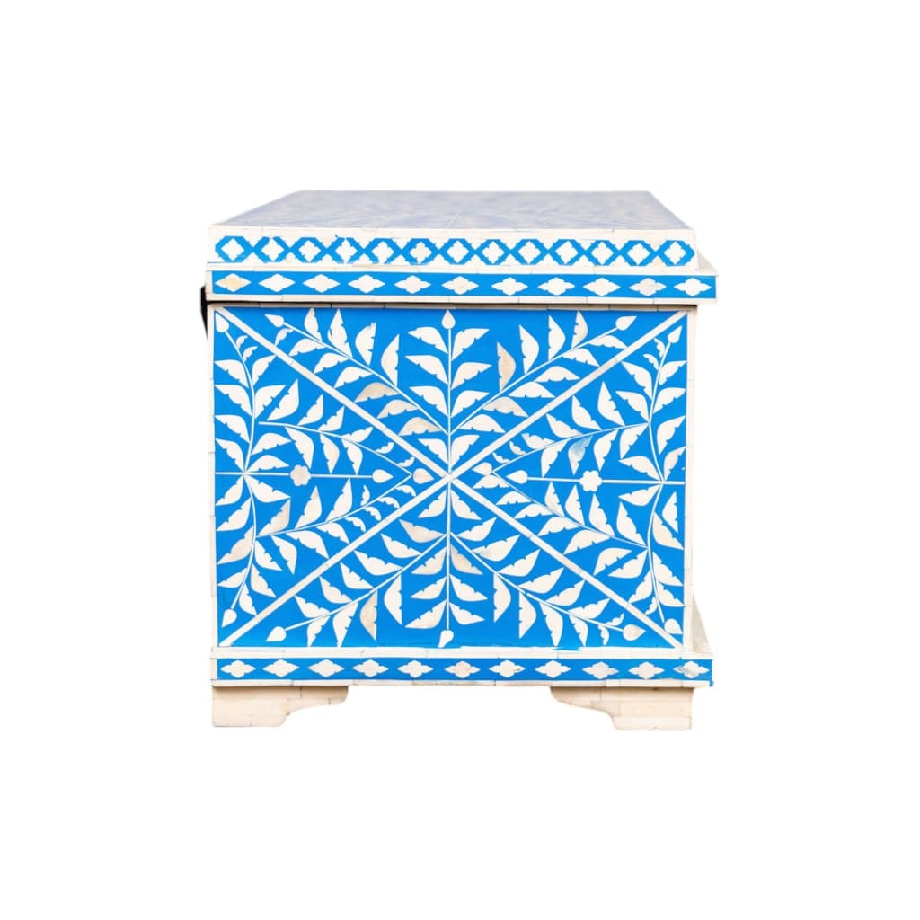 Blue and White Bone Inlay Ottoman 2 Sizes image 5
