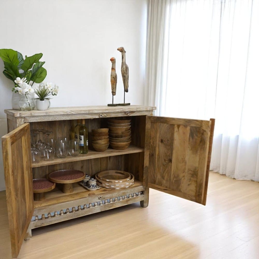 Hand-crafted Sandblasted Natural Mango Wood Sideboard image 4