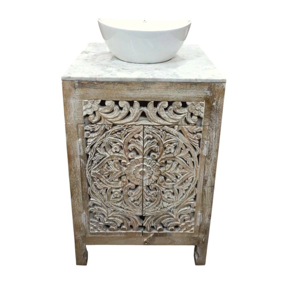 Stunning Natural Wood 24" Vanity Hand-carved image 2