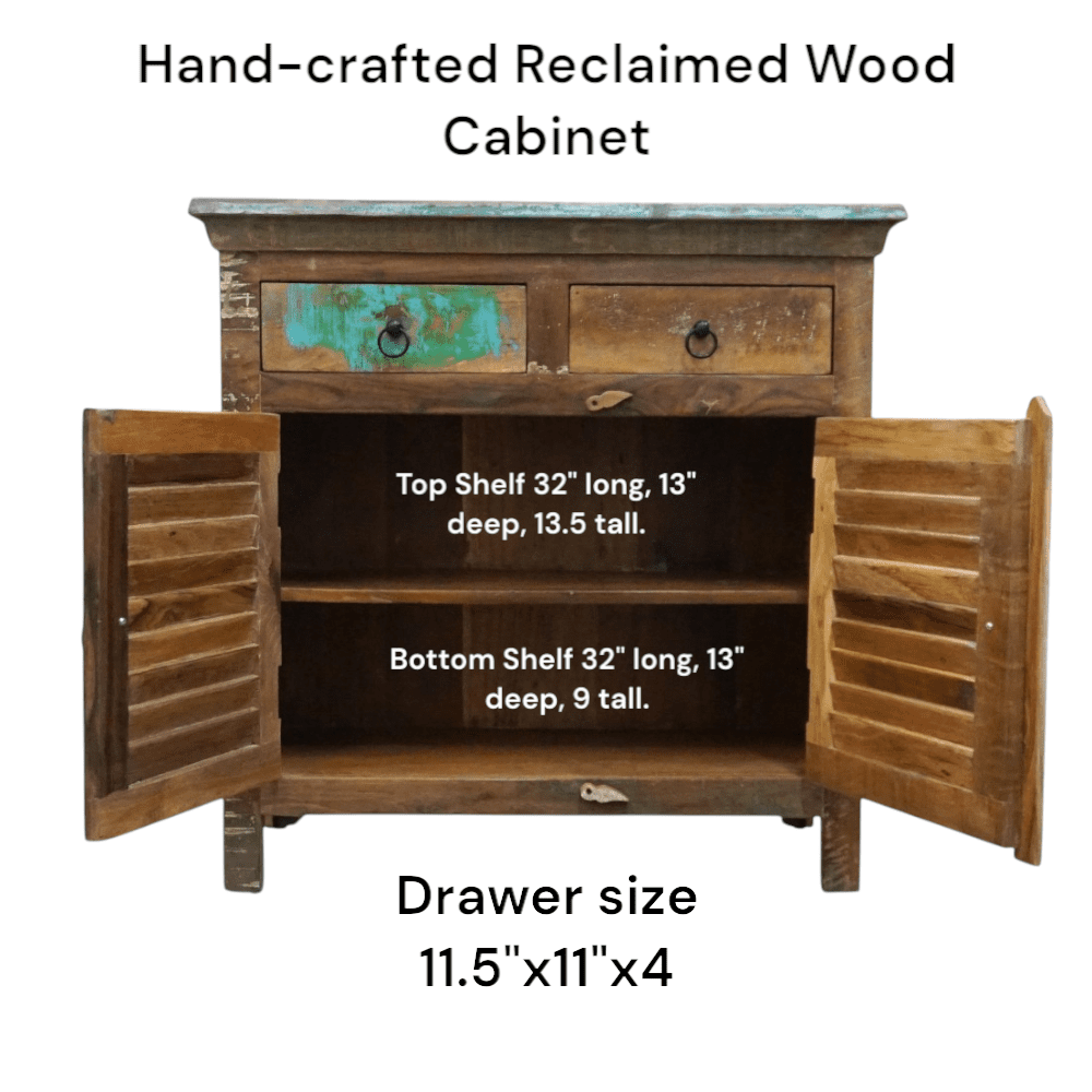 Reclaimed Wood Buffet Cabinet with Louvre Doors image 7